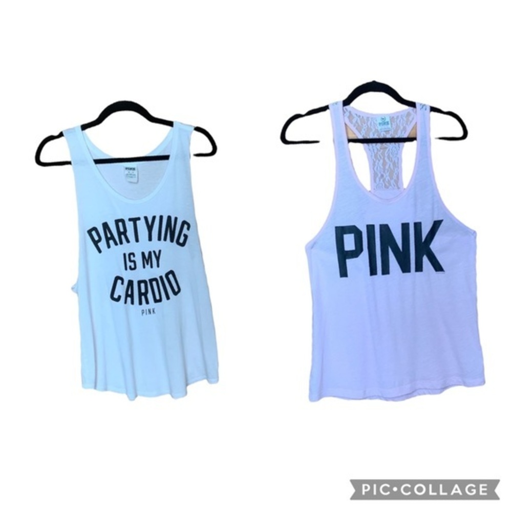 Victoria’s Secret PINK Pastel colors racerback tank top bundle of 2 Tops size XS